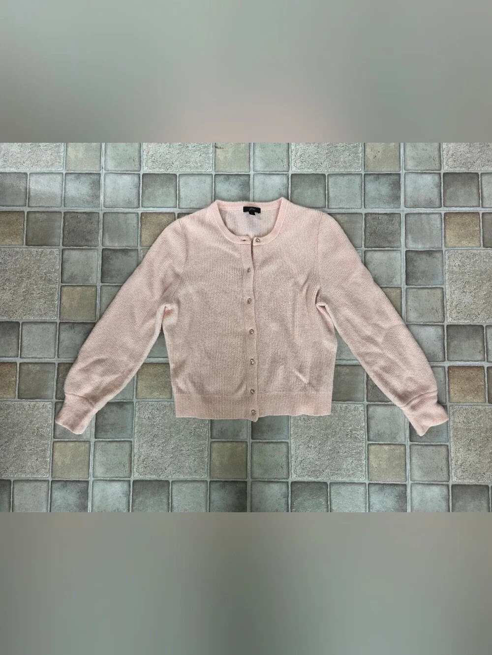 J Crew Light Pink Button-Up Cardigan Sweater Merino Wool & Alpaca Blend Large